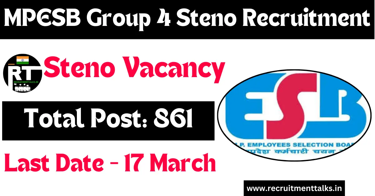 MPESB Group 4 Steno Recruitment