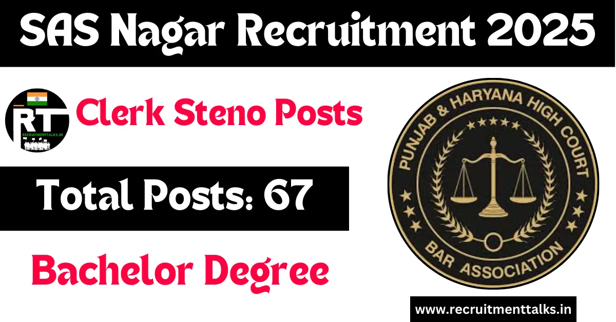 SAS Nagar Clerk Steno Recruitment 2025